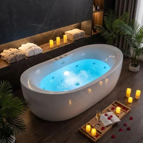 freestanding whirlpool jetted bathtub