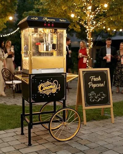 commercial popcorn machine with cart